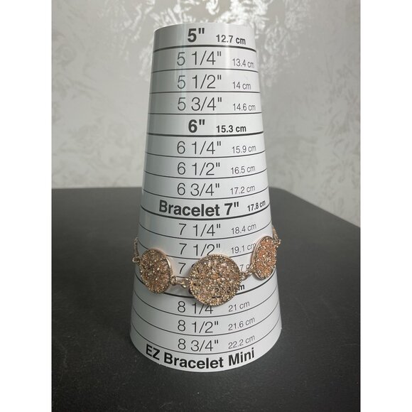 Adjustable Rose Gold Bracelet With Sparkling Circular Discs - Picture 2 of 3